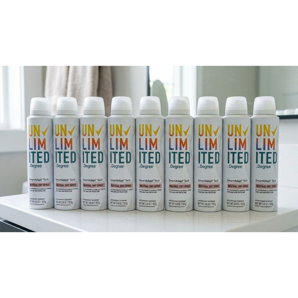 10 Cans Degree Unlimited Antiperspirant/Deodorant, Neutral Dry Spray, 3.8 oz.